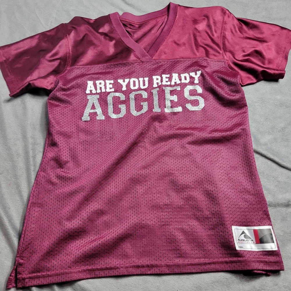 Are You Ready Aggies Maroon Football Tee By Augusta Sportswear Girls Size Large